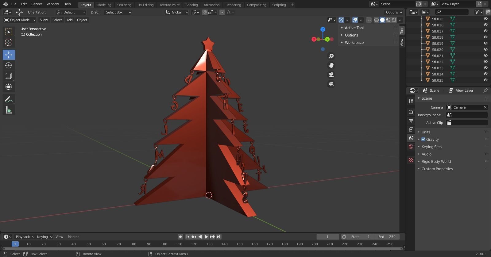 Alphabetical Christmas Tree with Three Feet Height 3D print model_8