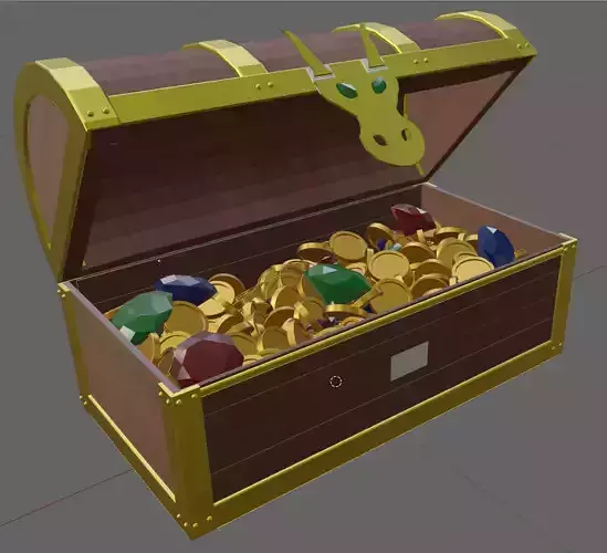 Treasure Chest with Gold and Open Animation Free low-poly 3D model