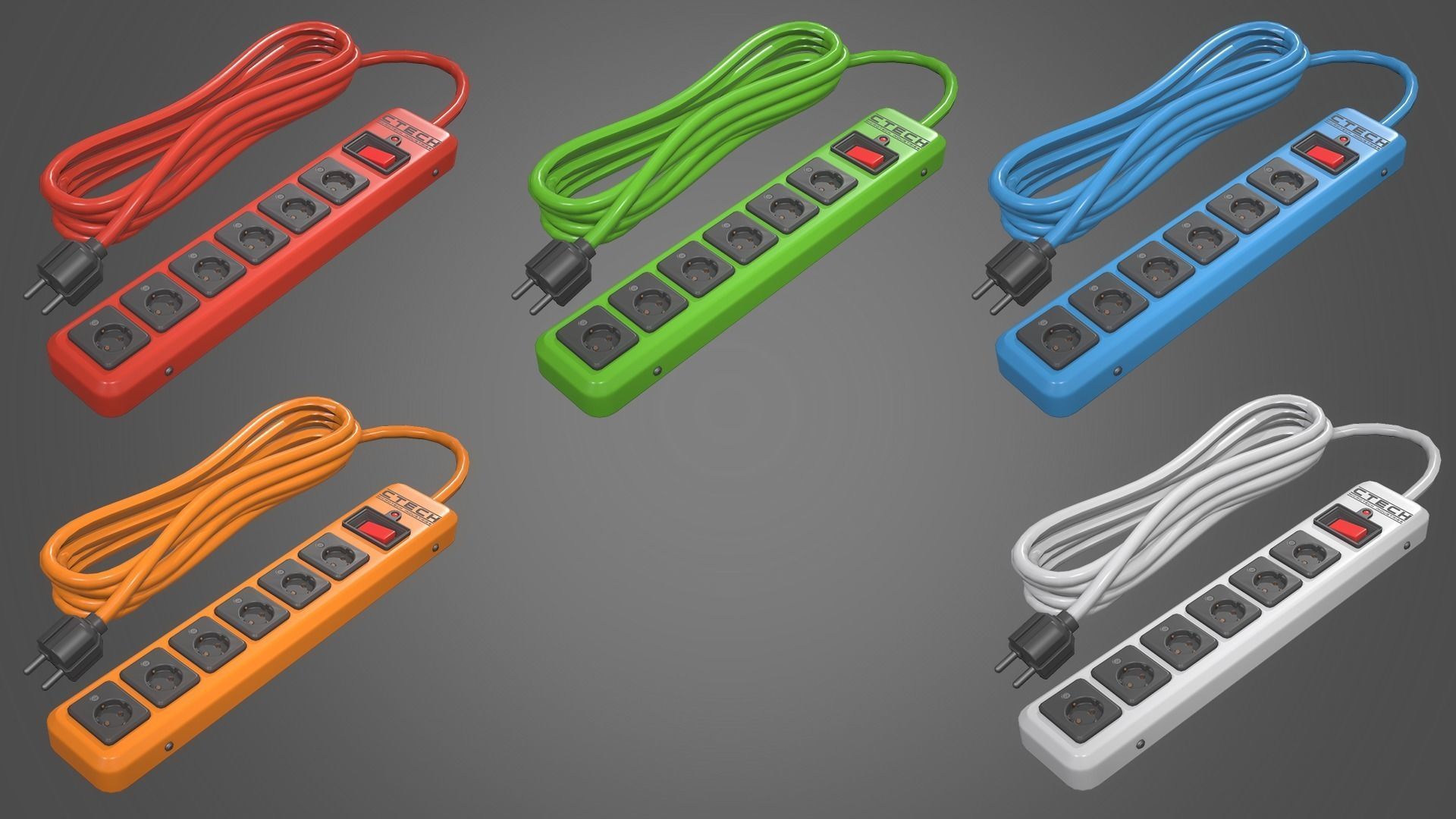 Power Strip Low-poly 3D model_4