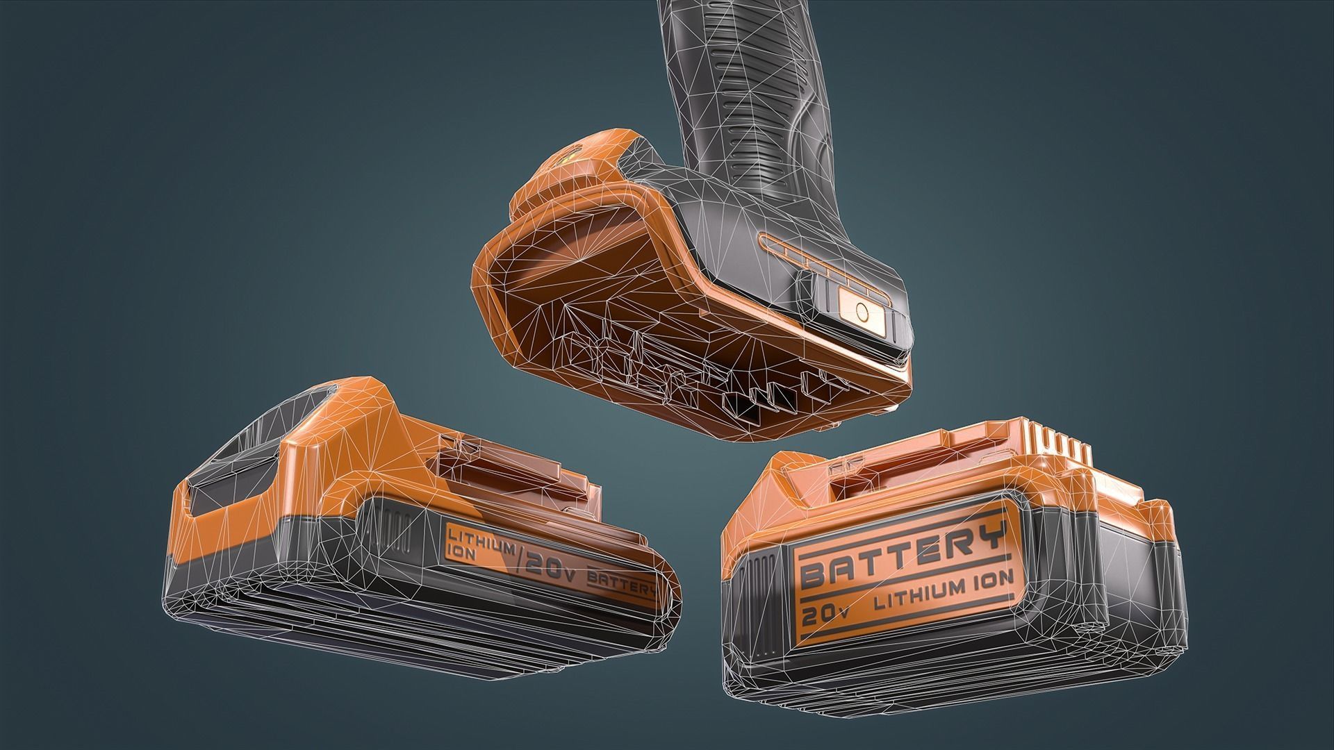 Power Drill Low-poly 3D model_14