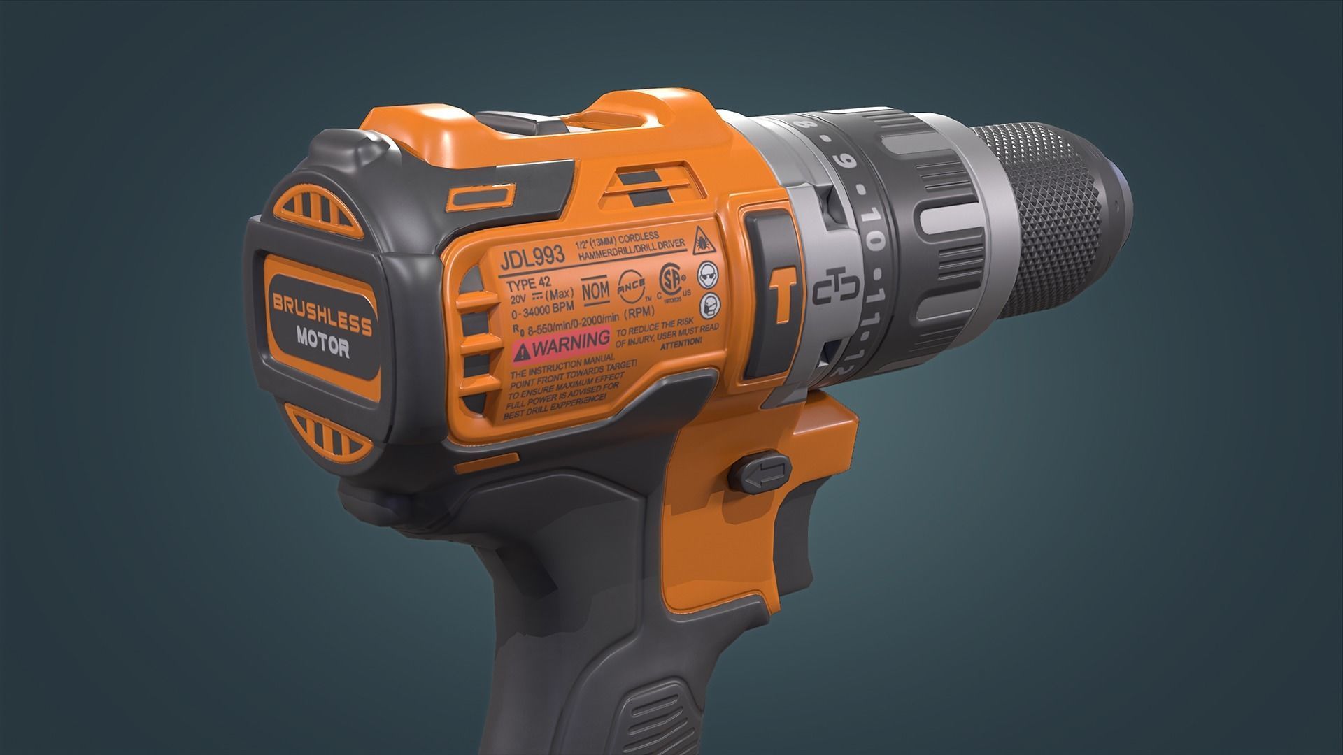 Power Drill Low-poly 3D model_9