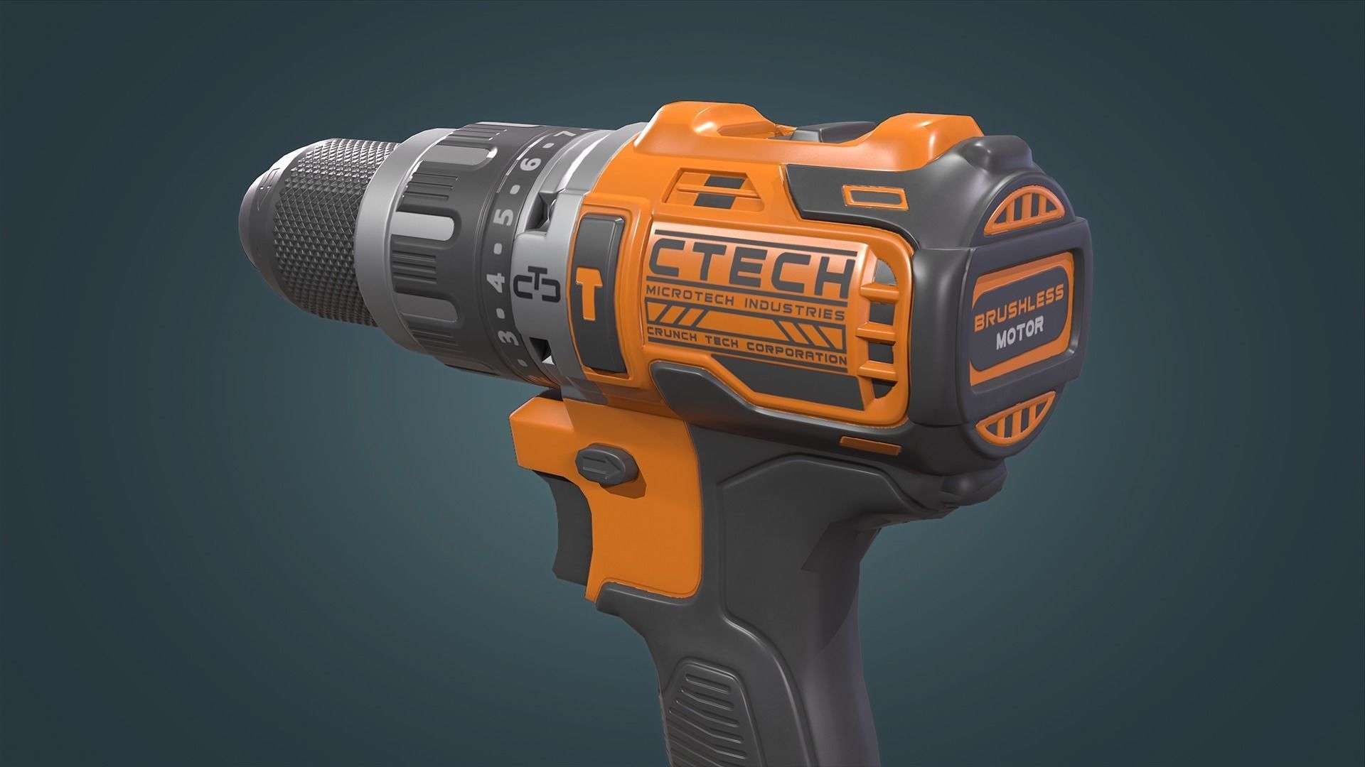 Power Drill Low-poly 3D model_8
