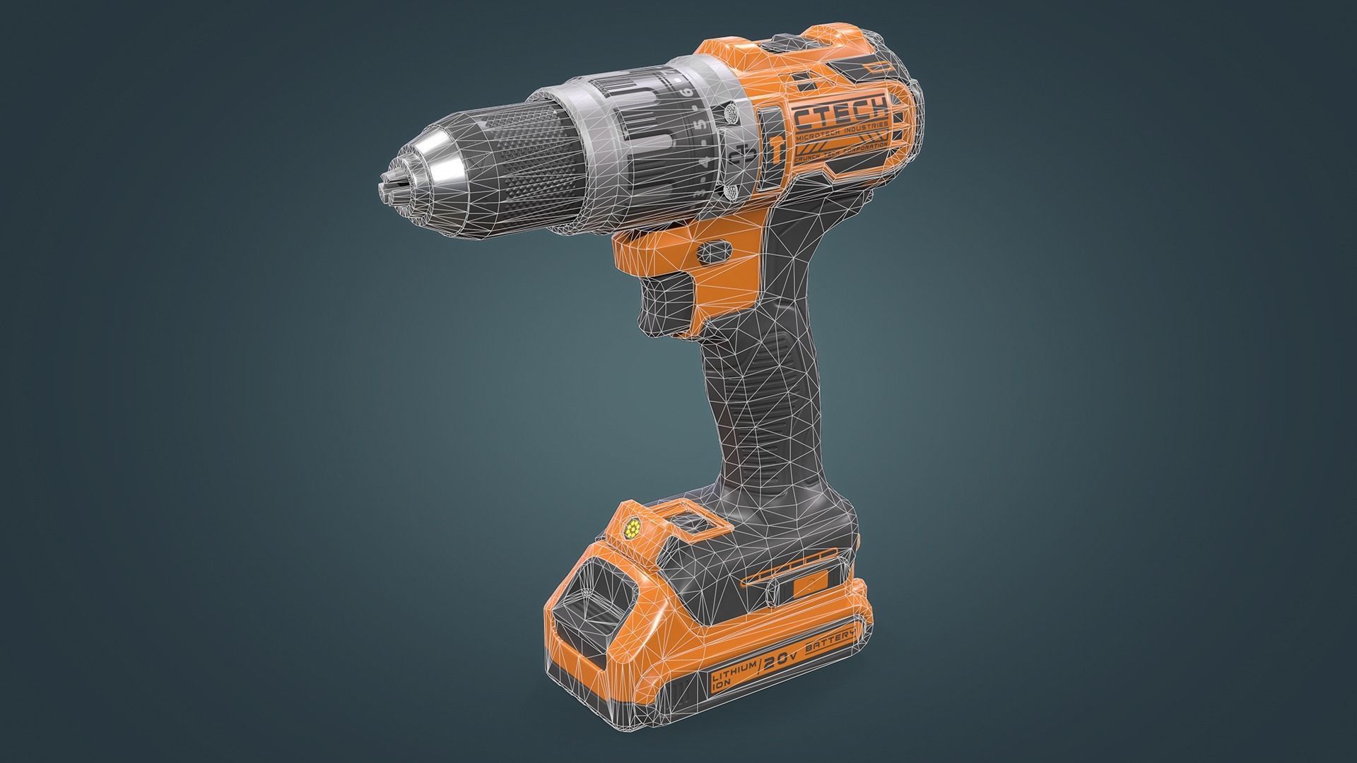 Power Drill Low-poly 3D model_15