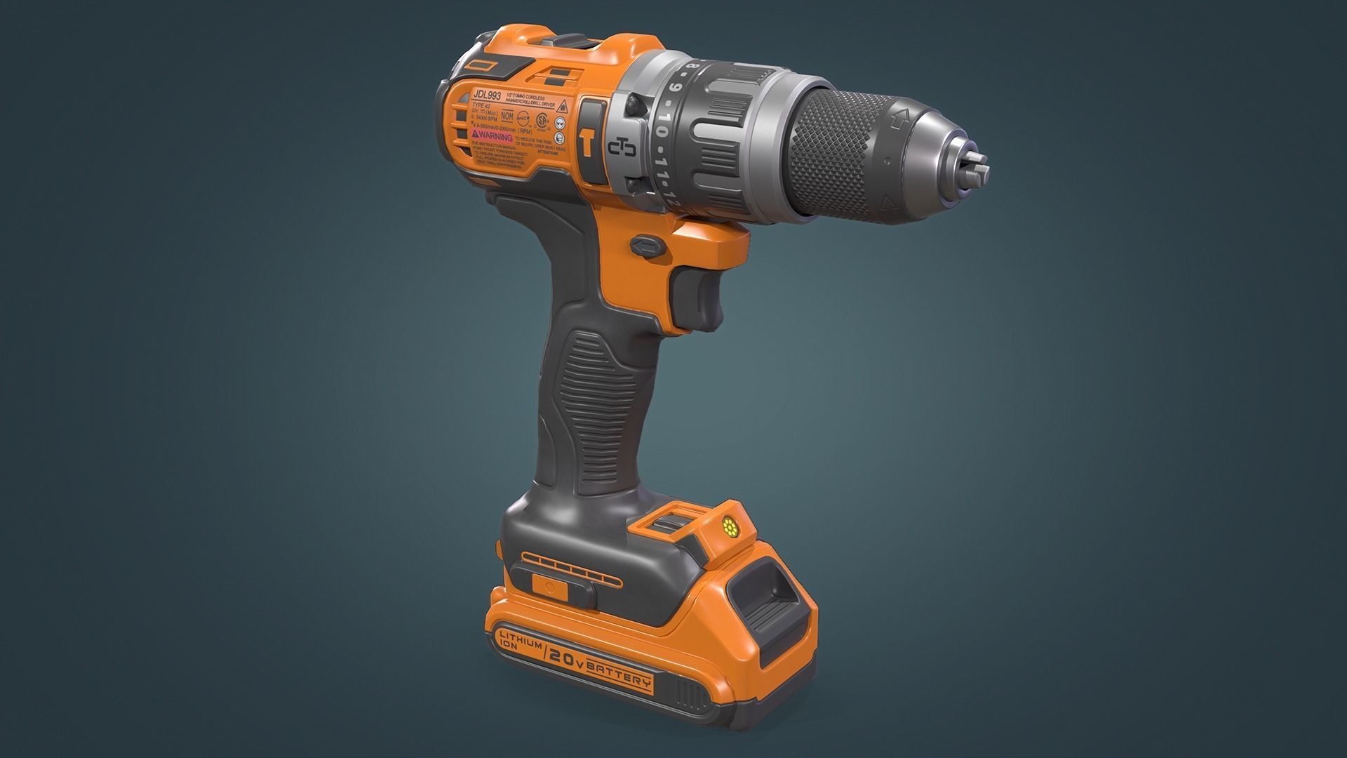 Power Drill Low-poly 3D model_7