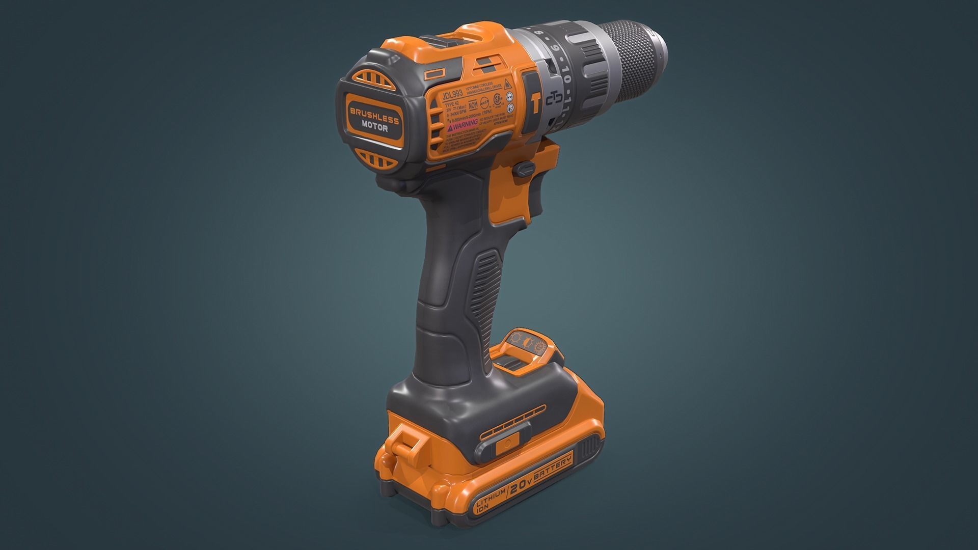Power Drill Low-poly 3D model_6