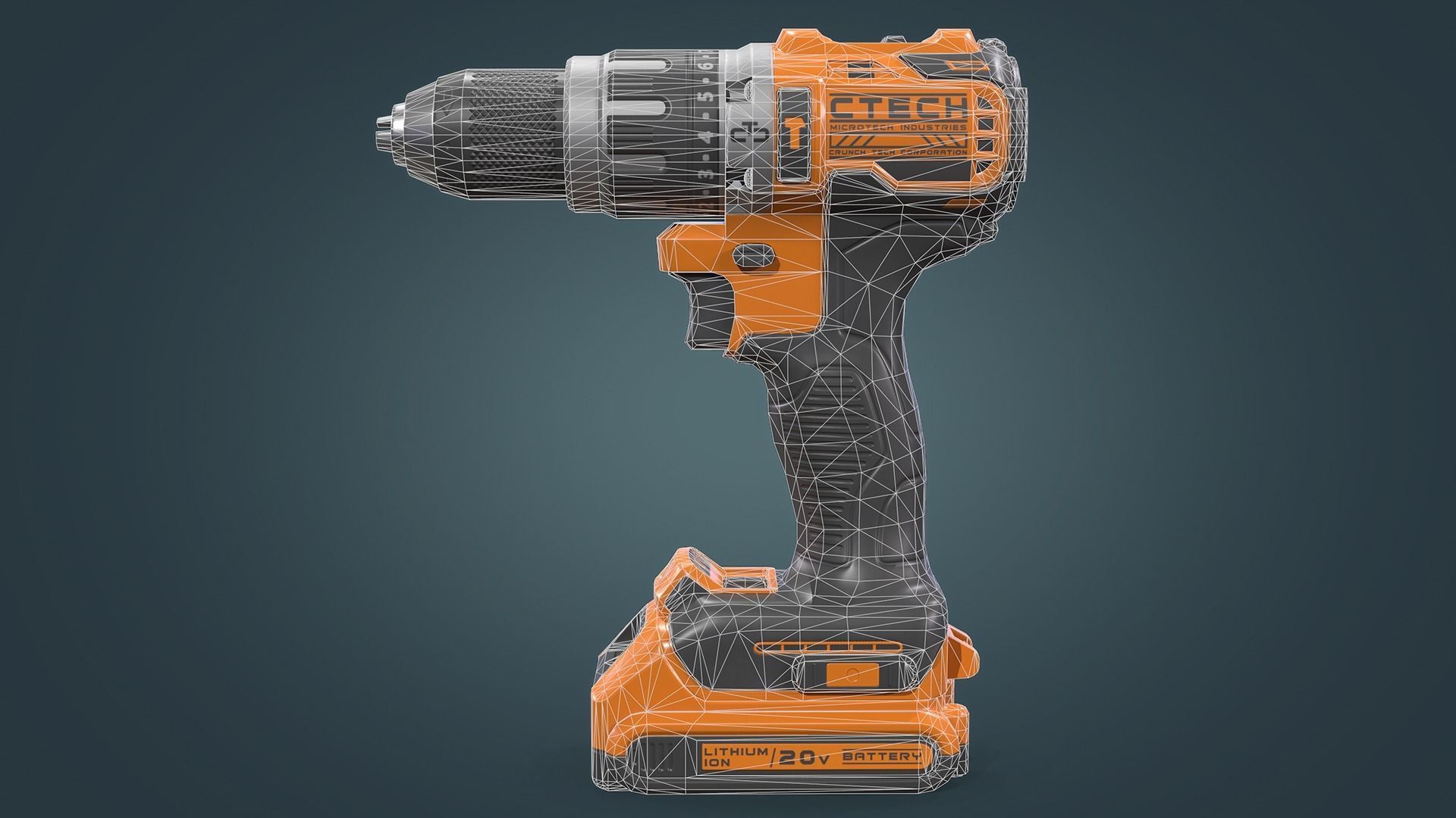 Power Drill Low-poly 3D model_16