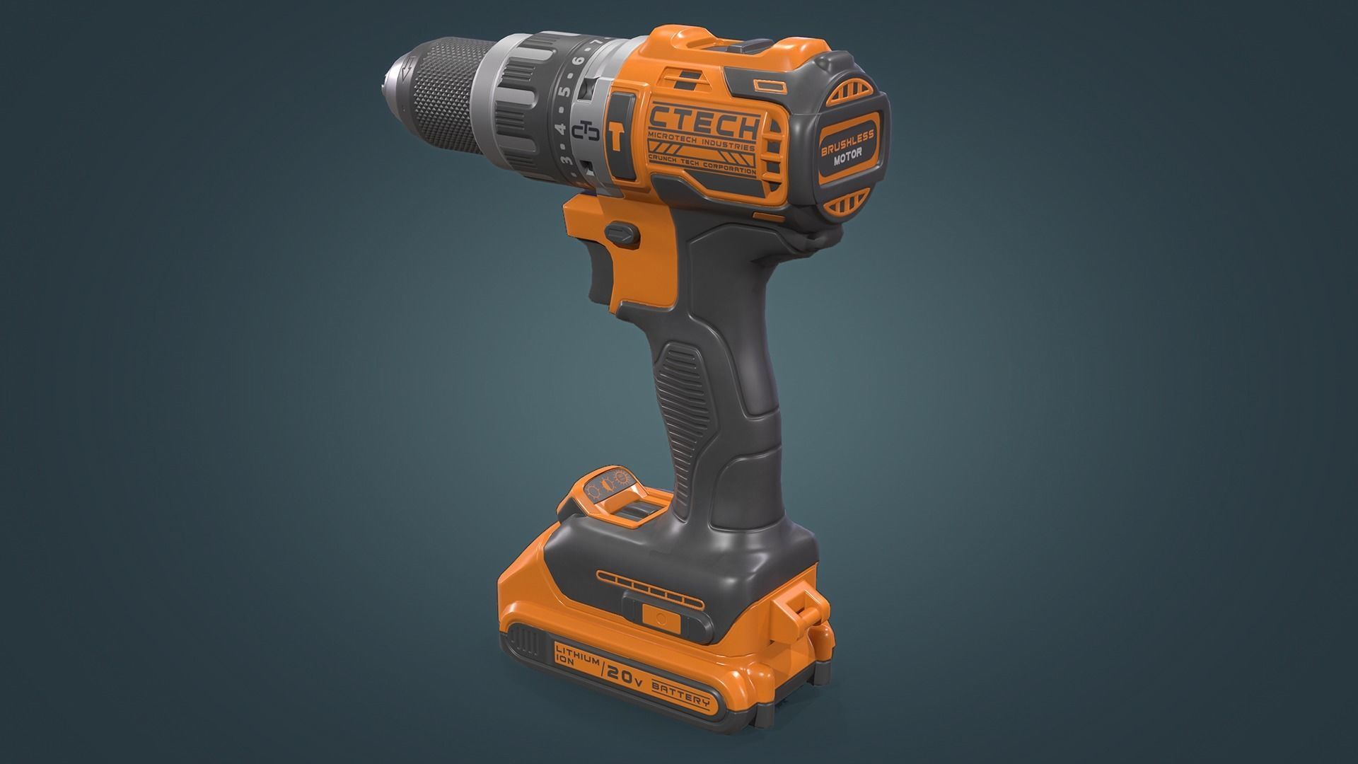 Power Drill Low-poly 3D model_4