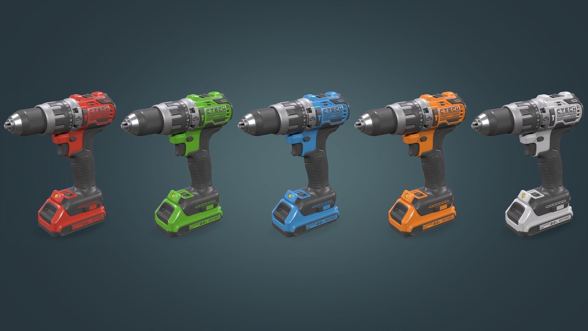 Power Drill Low-poly 3D model_2