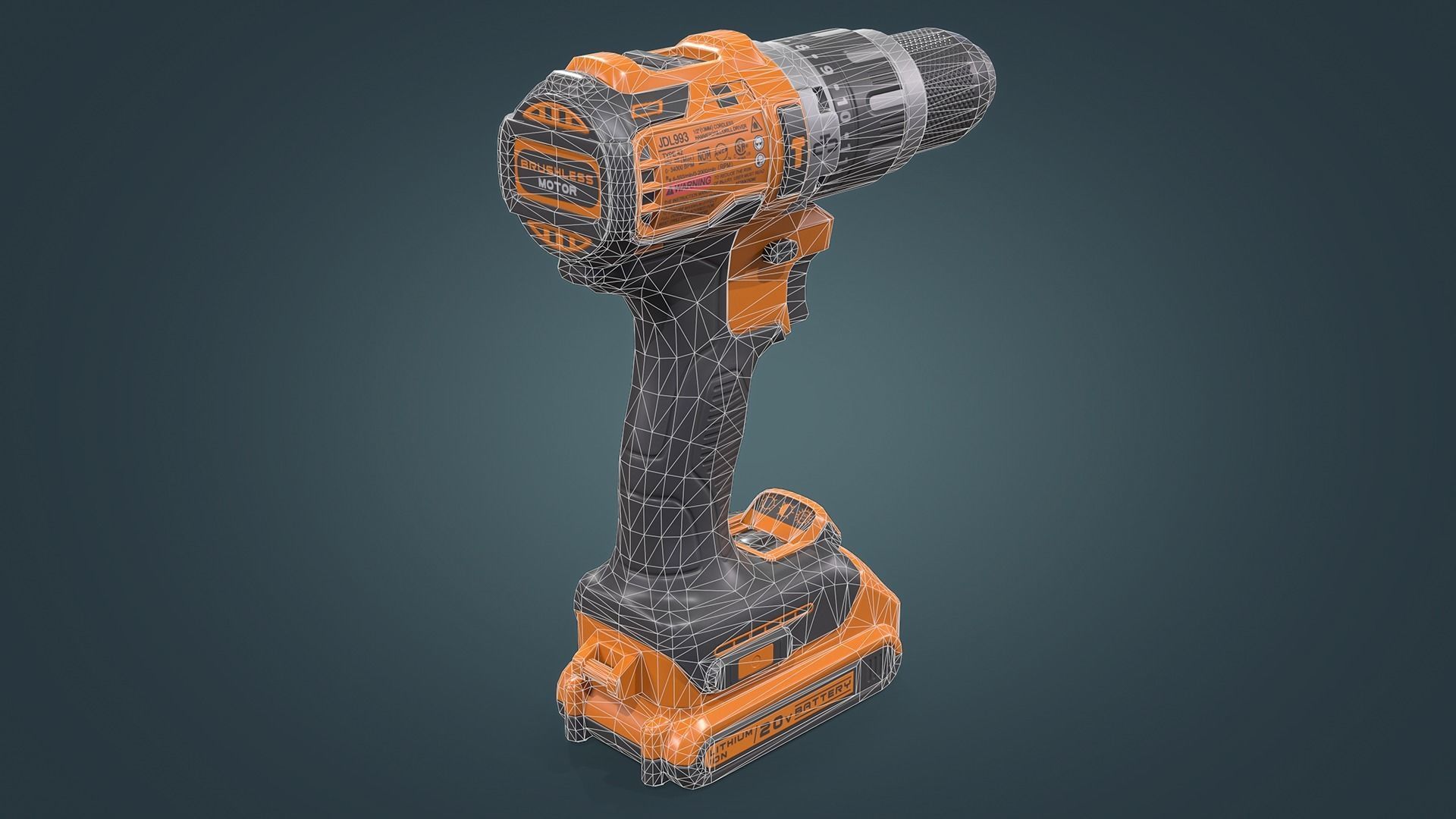 Power Drill Low-poly 3D model_17