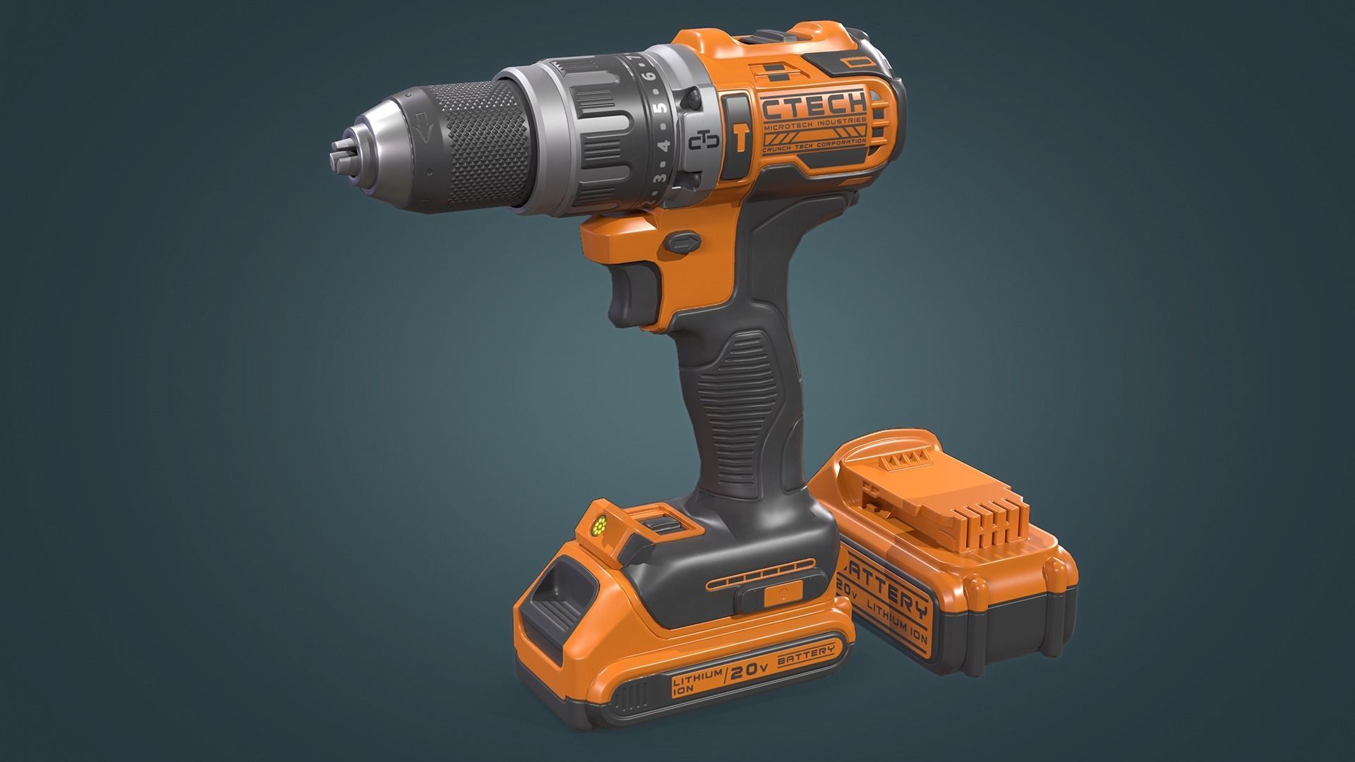 Power Drill Low-poly 3D model_3