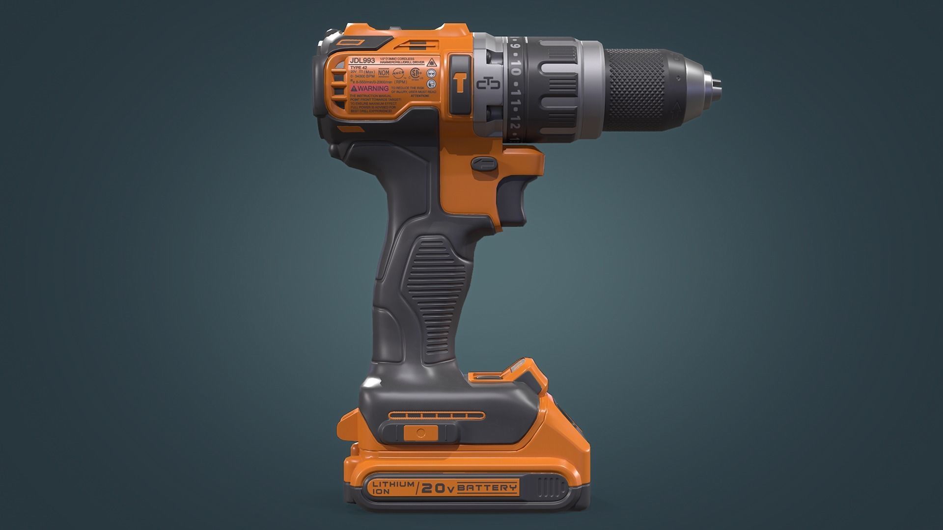 Power Drill Low-poly 3D model_12