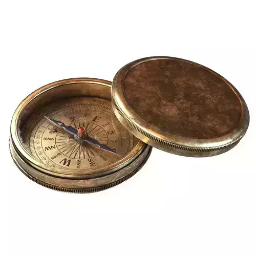 Vintage Brass Compass  3D model with PBR textures 3D model