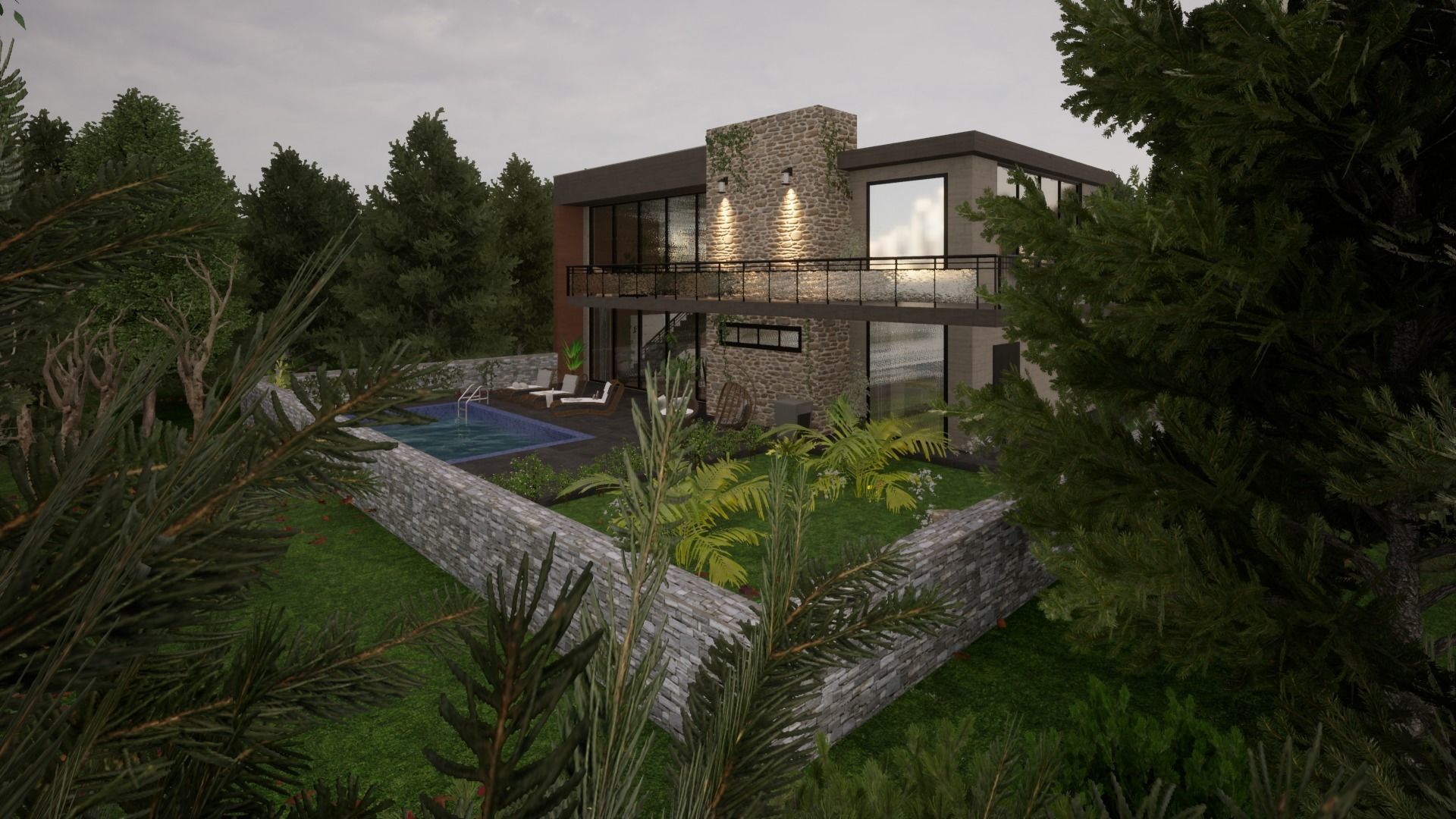Modern house in wood 3D model_8