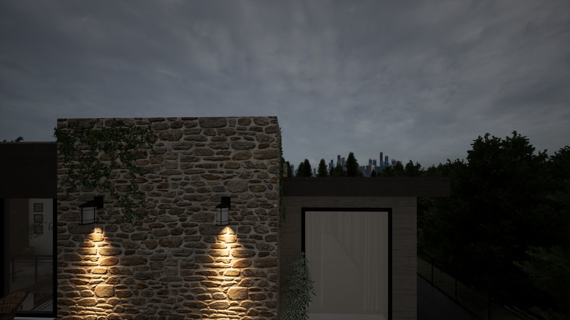 Modern house in wood 3D model_5