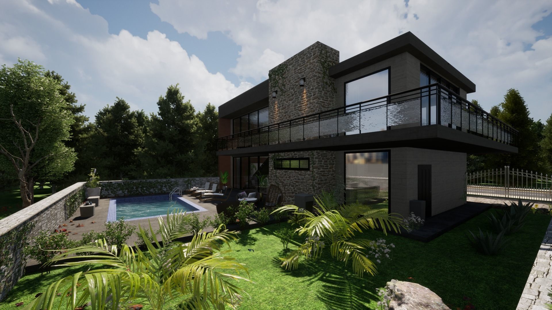 Modern house in wood 3D model_3