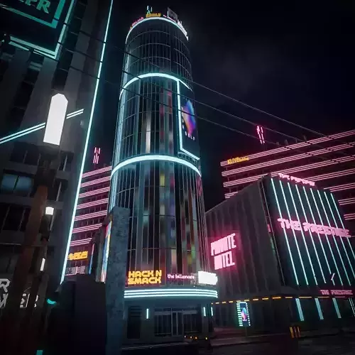 CYBERPUNK BUILDING FUTURISTIC 09 Low-poly 3D model