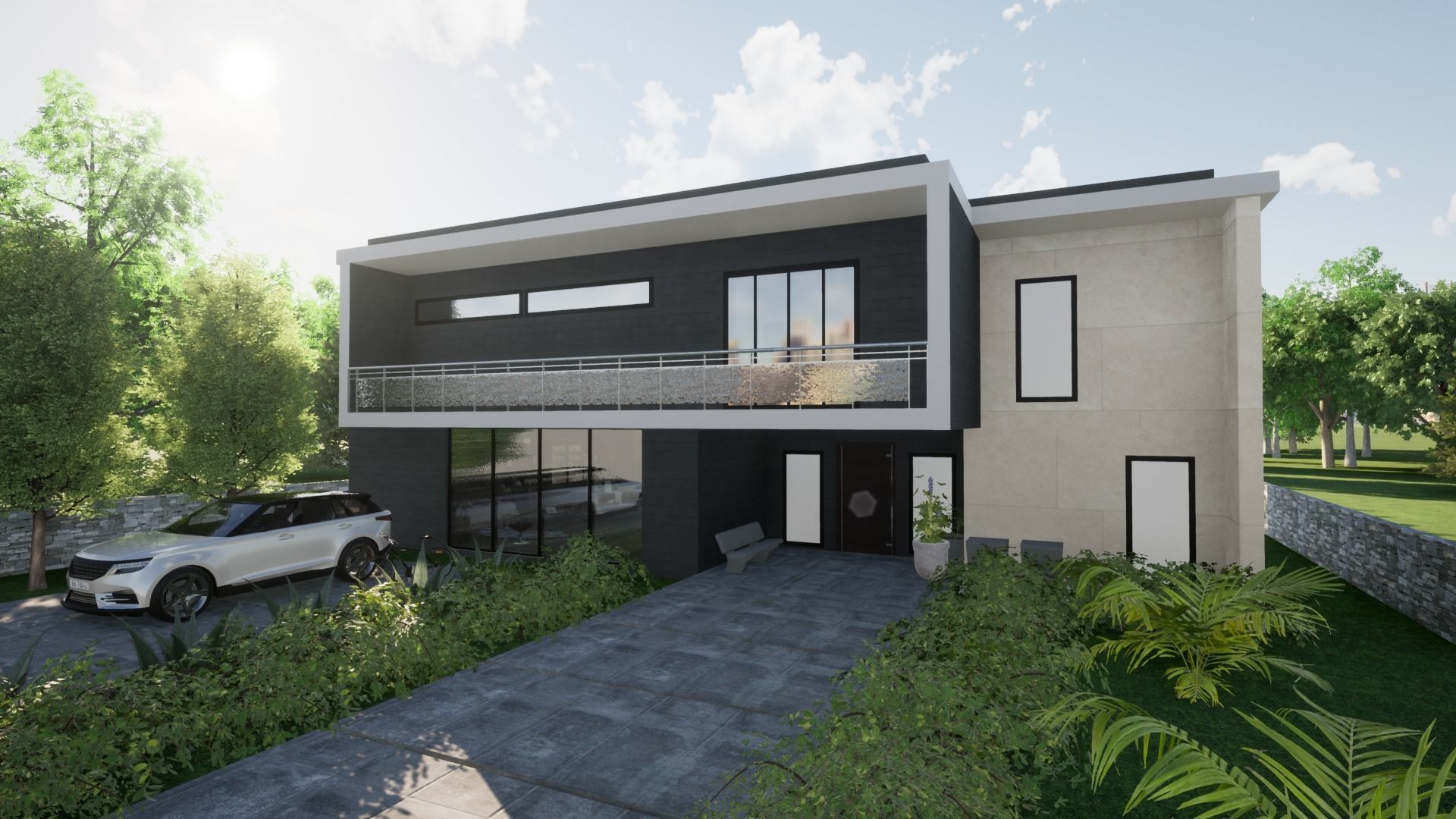Minimal modern house 3D model_1