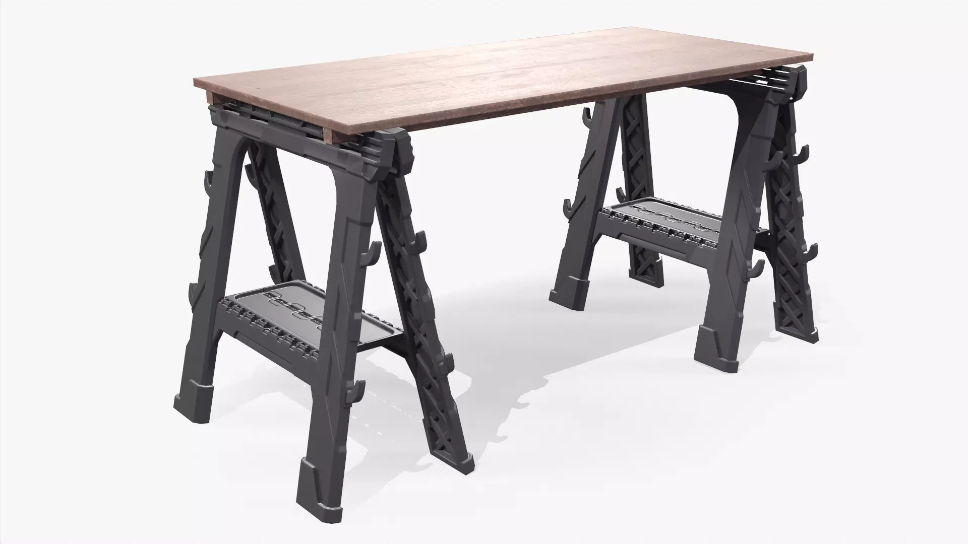 Sawhorse folding workbench Low-poly 3D model