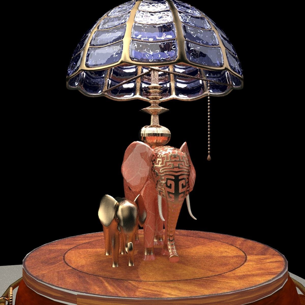 Chnese display stand with elephant lamp 3D model_3
