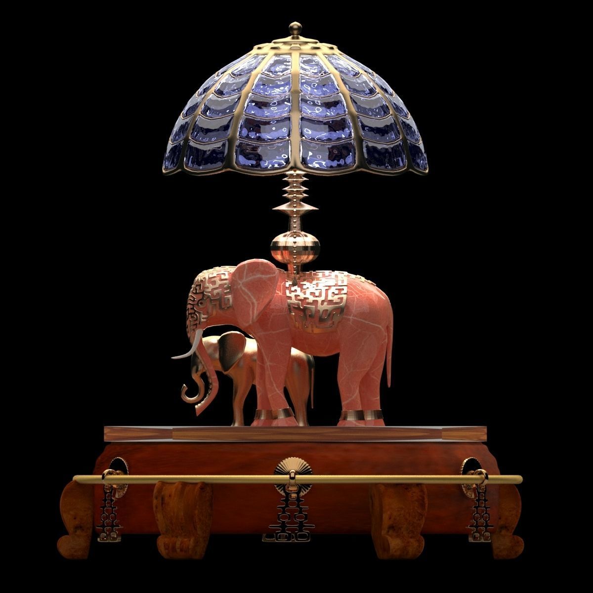 Chnese display stand with elephant lamp 3D model_2