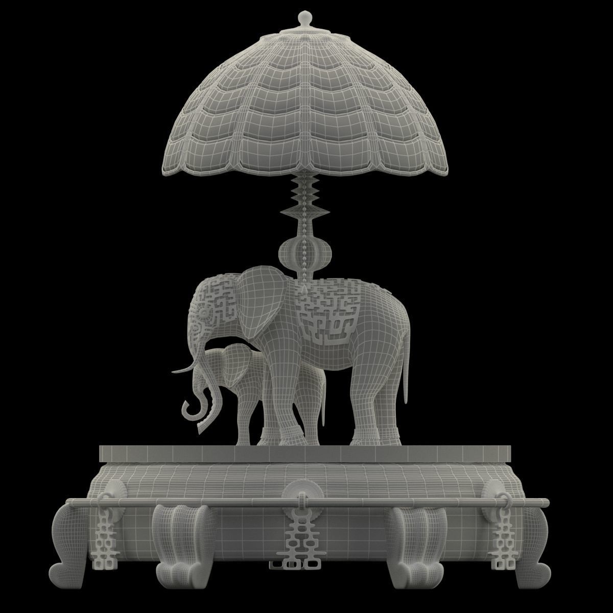 Chnese display stand with elephant lamp 3D model_5