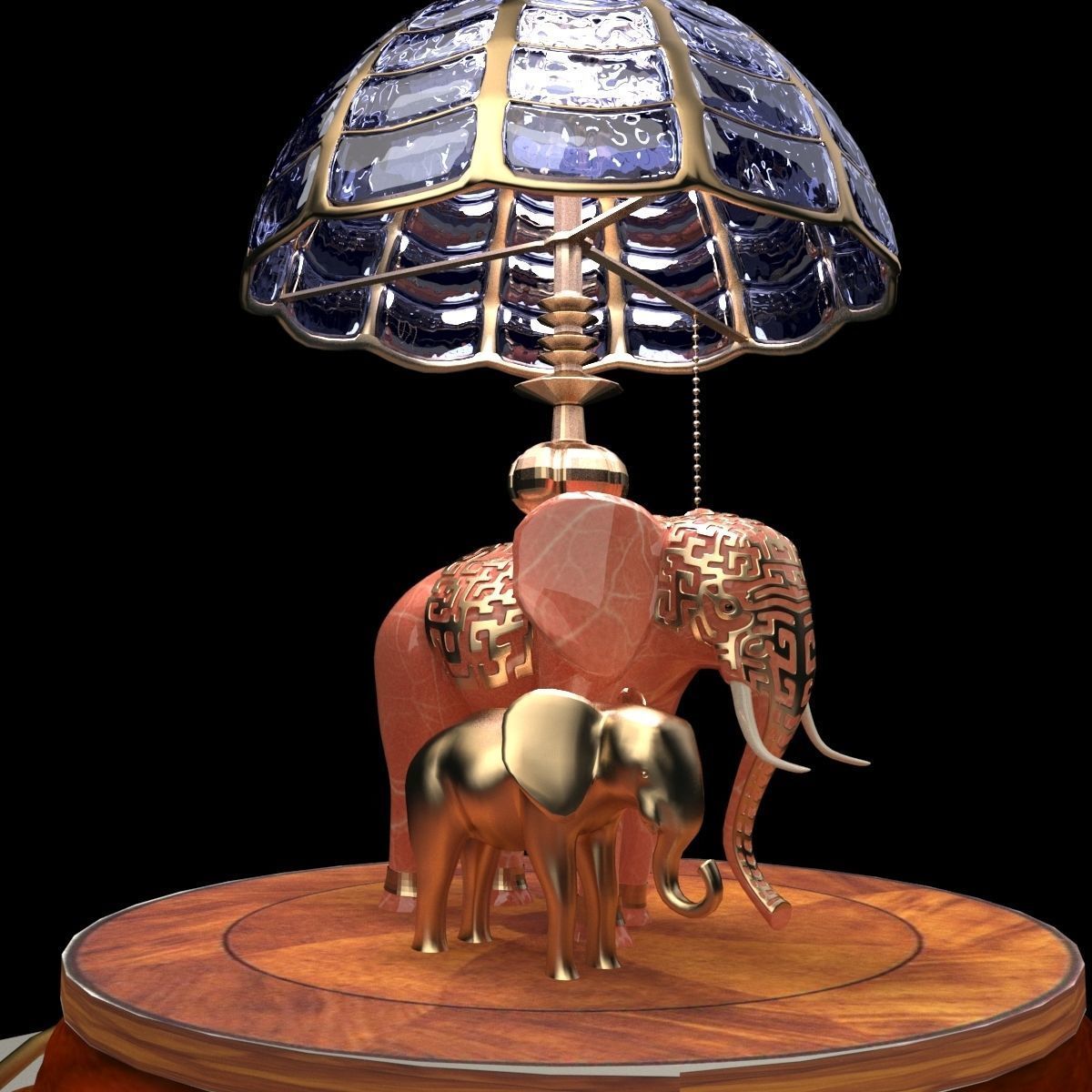Chnese display stand with elephant lamp 3D model_1