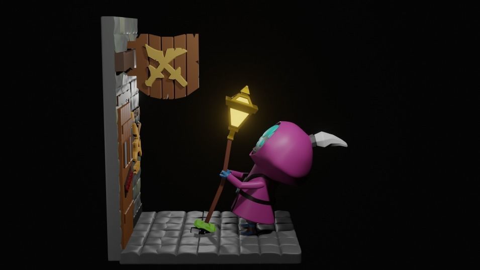 JAX PULLING STREETLIGHT - League of Legends 3D print model_1