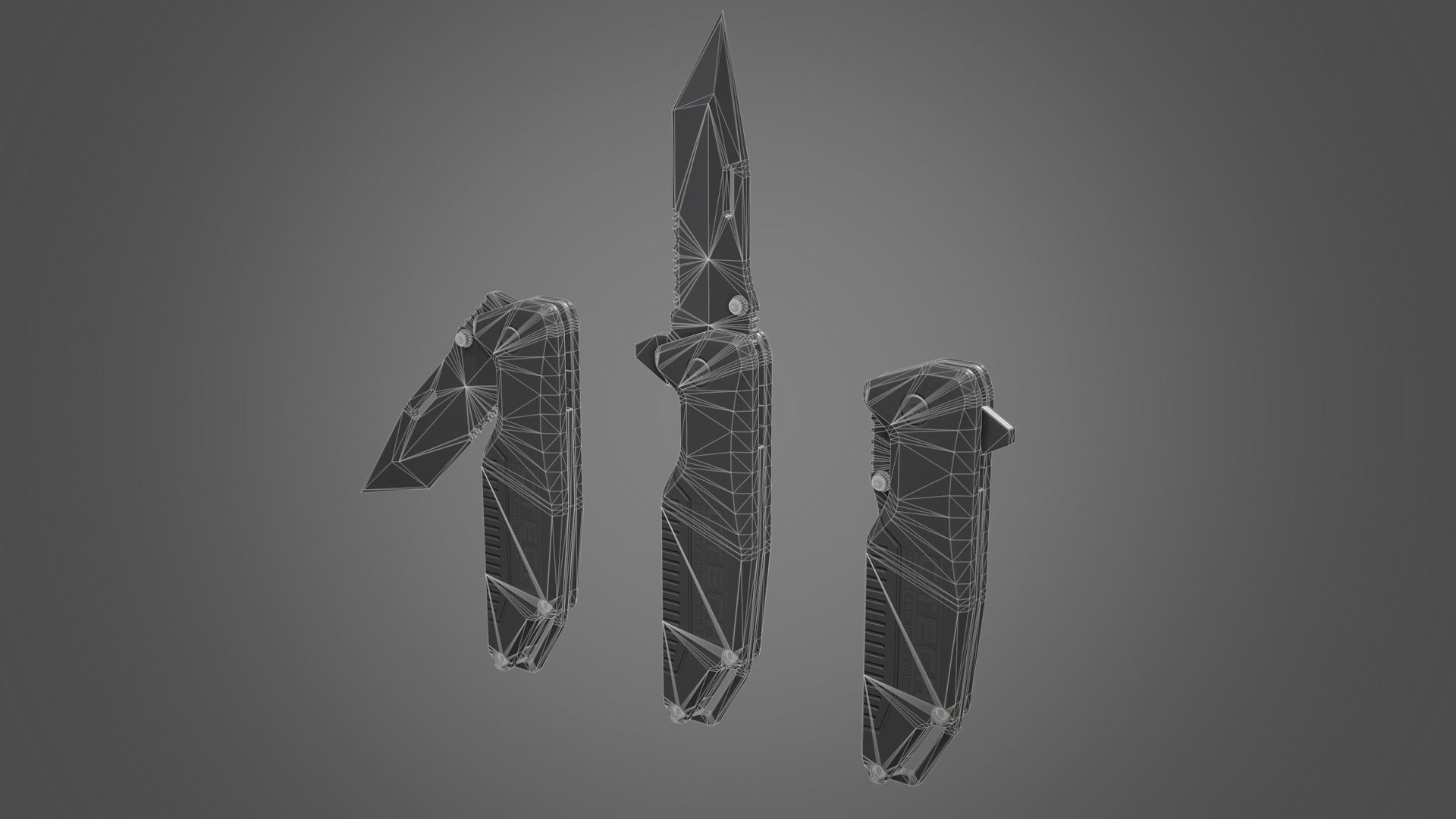 Tanto Folding Knife Low-poly 3D model_20