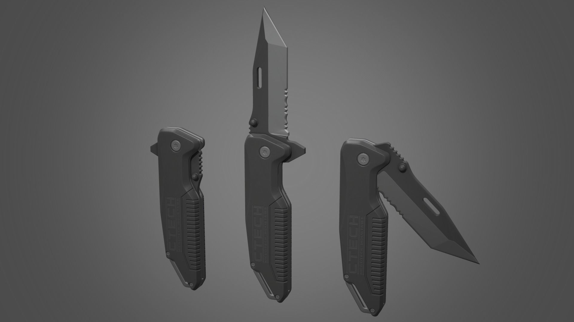 Tanto Folding Knife Low-poly 3D model_17