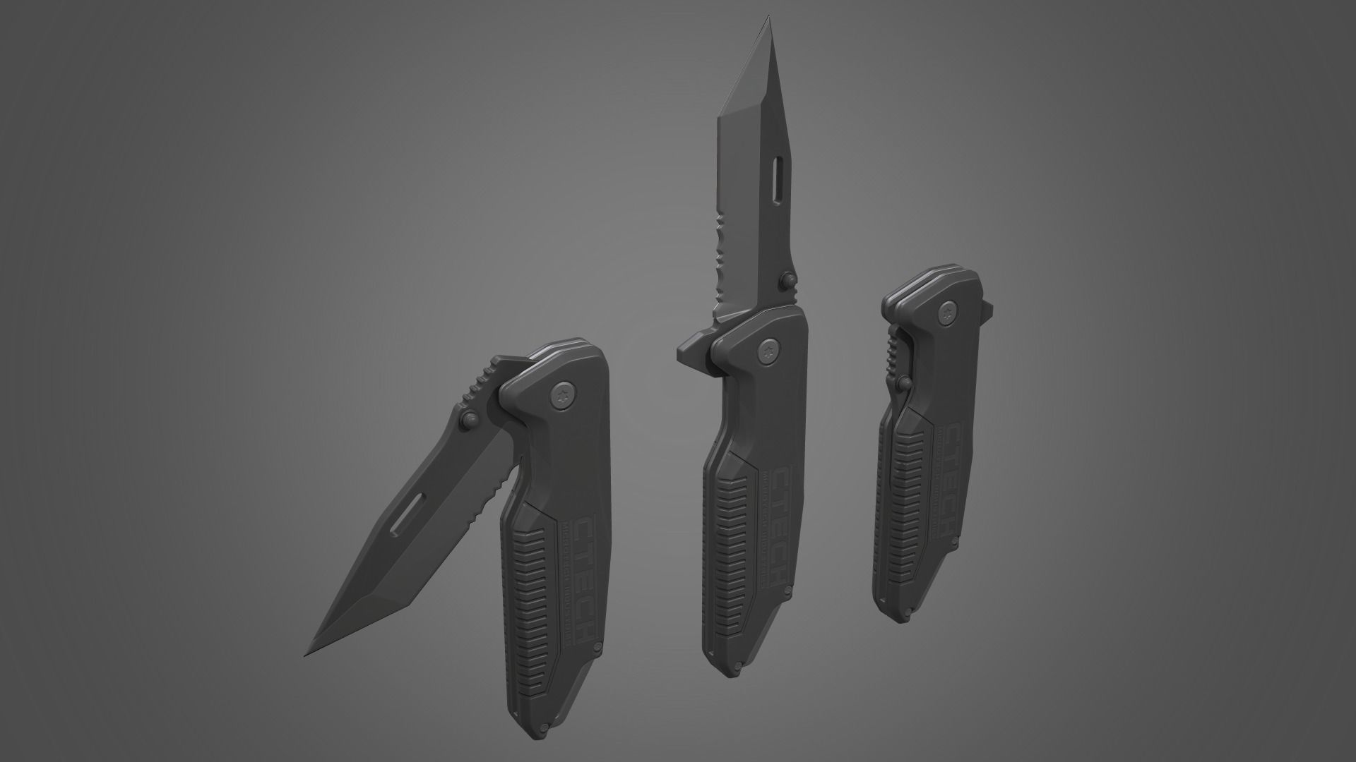 Tanto Folding Knife Low-poly 3D model_14
