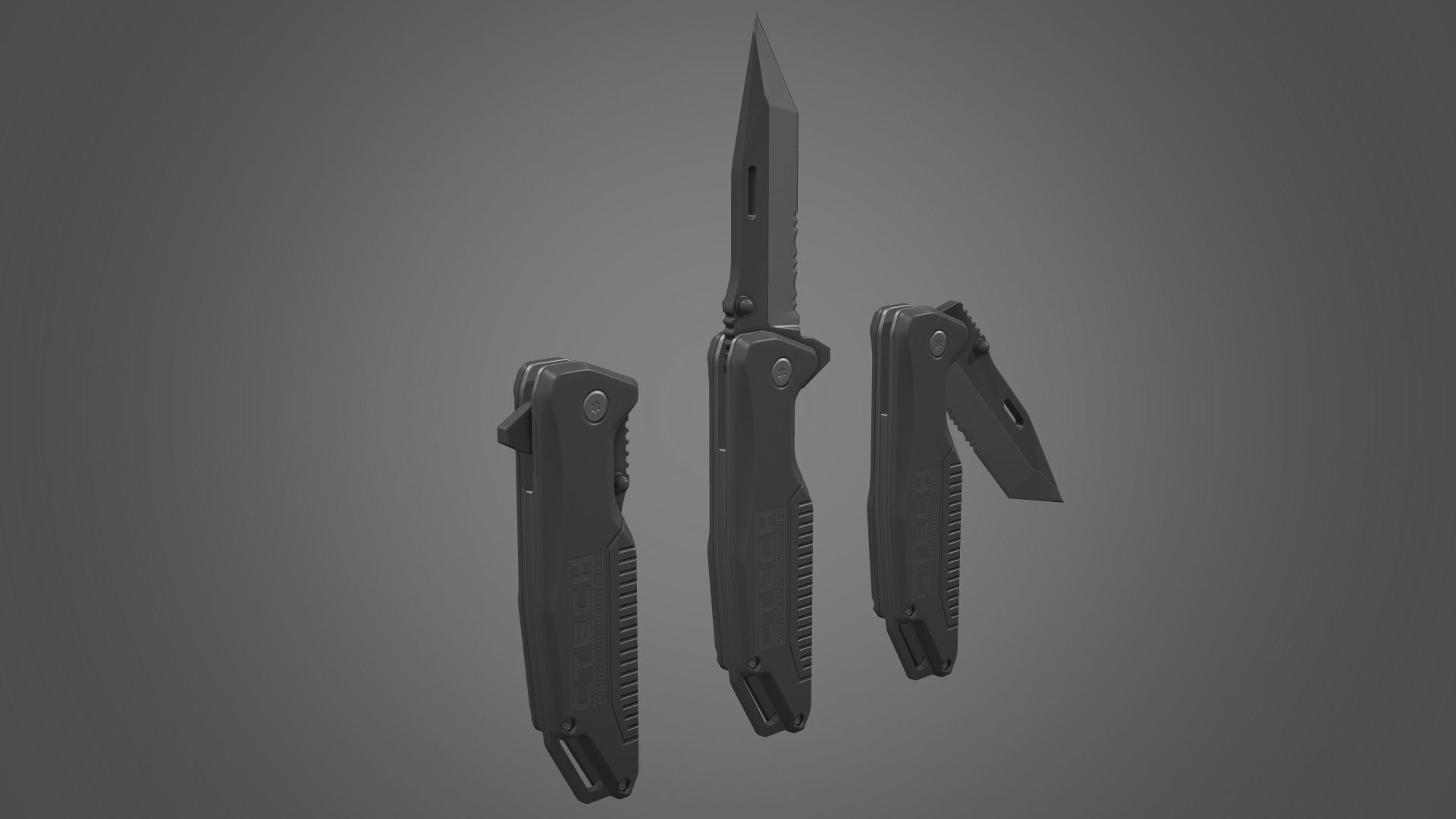 Tanto Folding Knife Low-poly 3D model_16