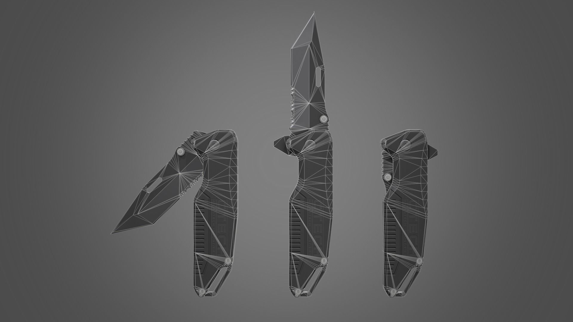 Tanto Folding Knife Low-poly 3D model_18