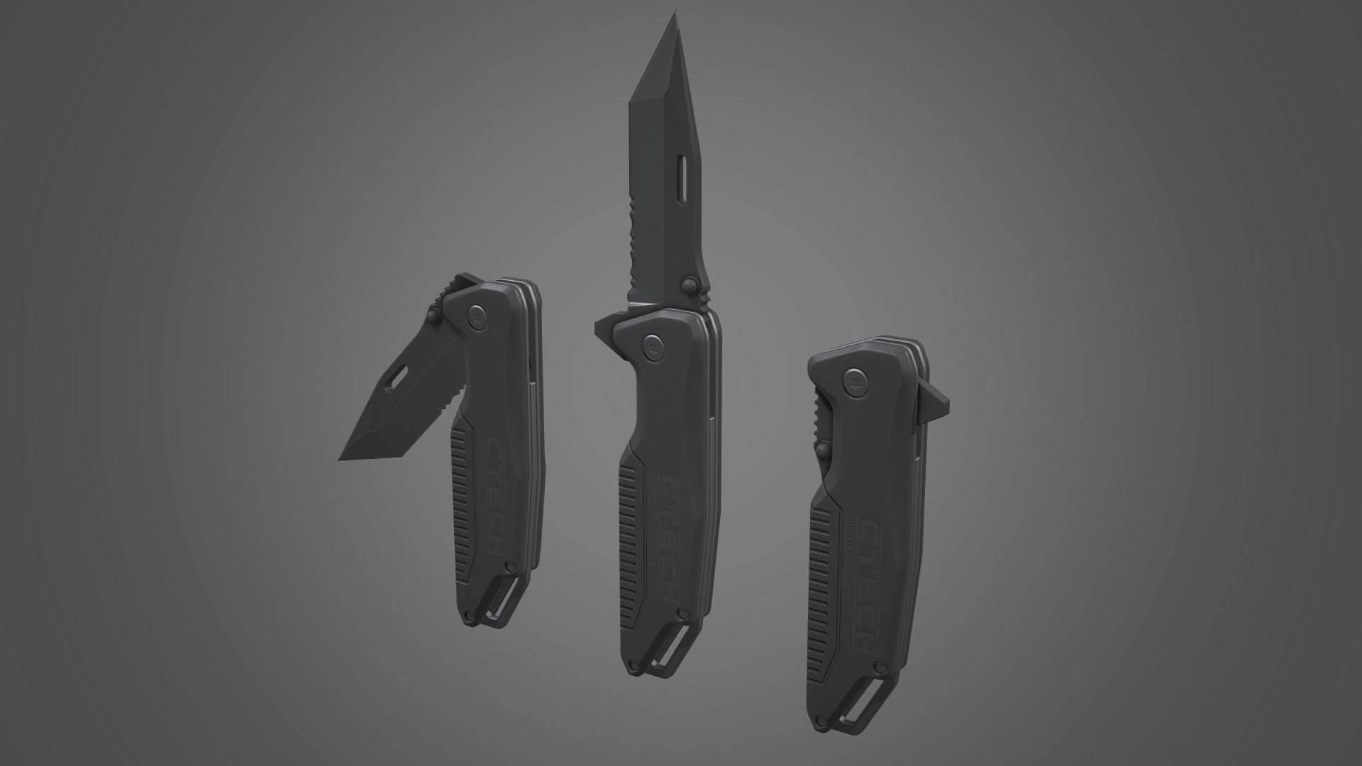 Tanto Folding Knife Low-poly 3D model_15