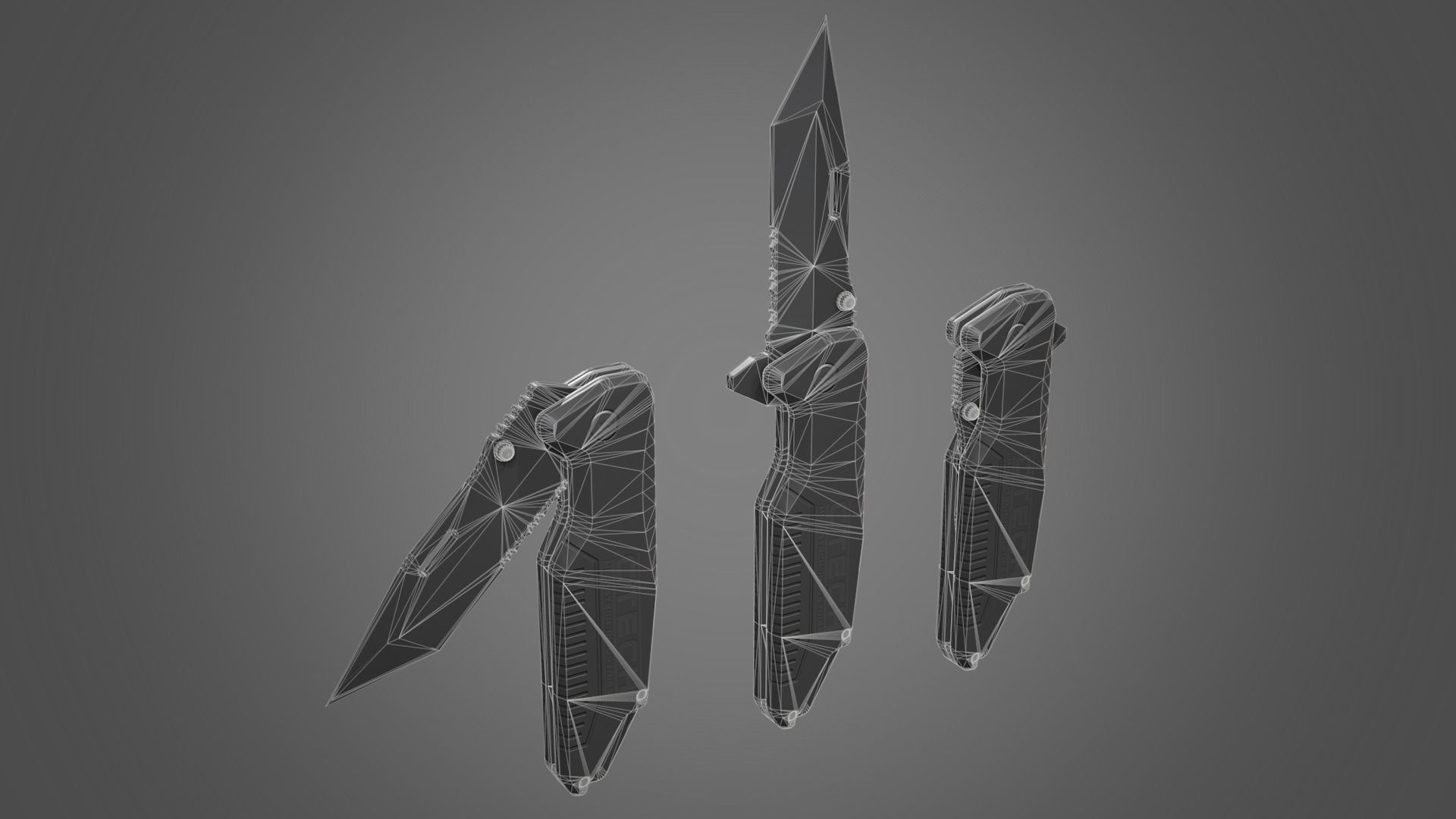 Tanto Folding Knife Low-poly 3D model_19