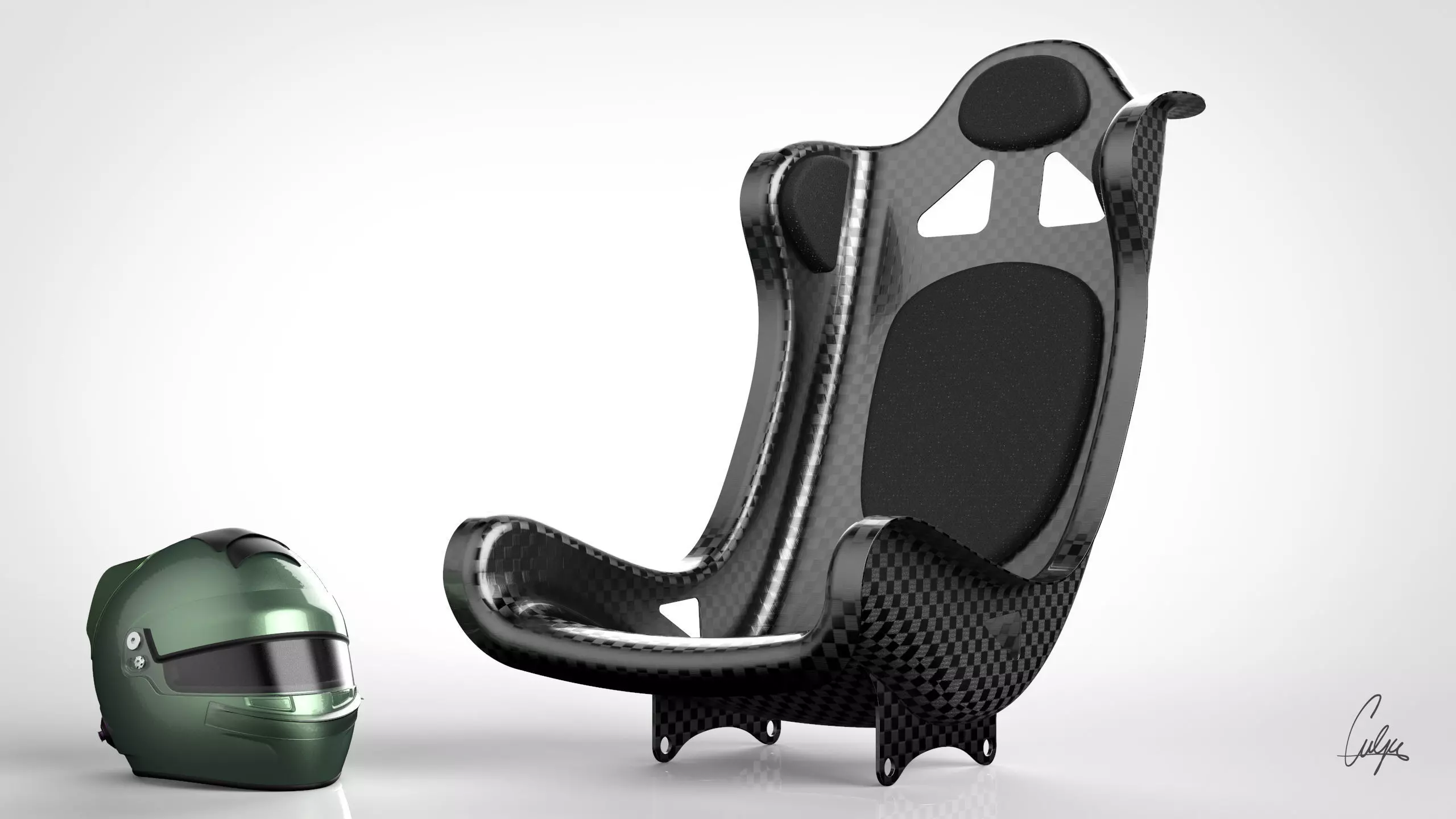 RACING CARBON BUCKET SEAT 3D model