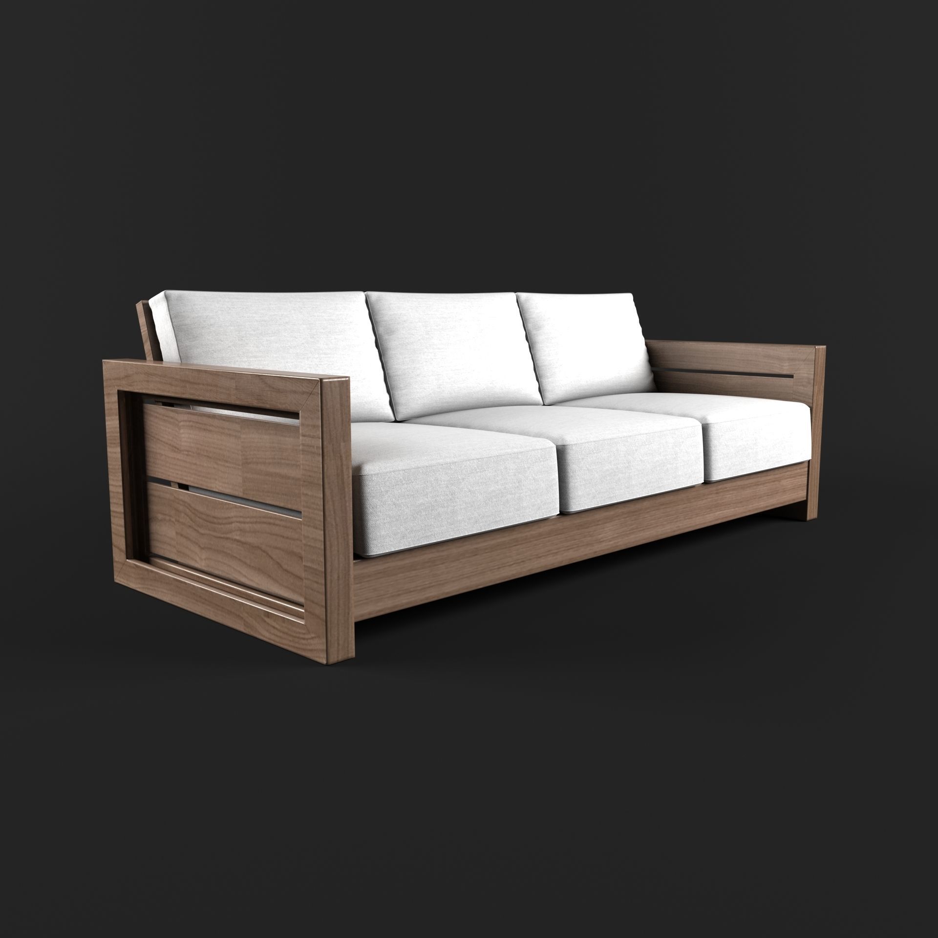Bali Teak Lounge Sofa 3D model_1