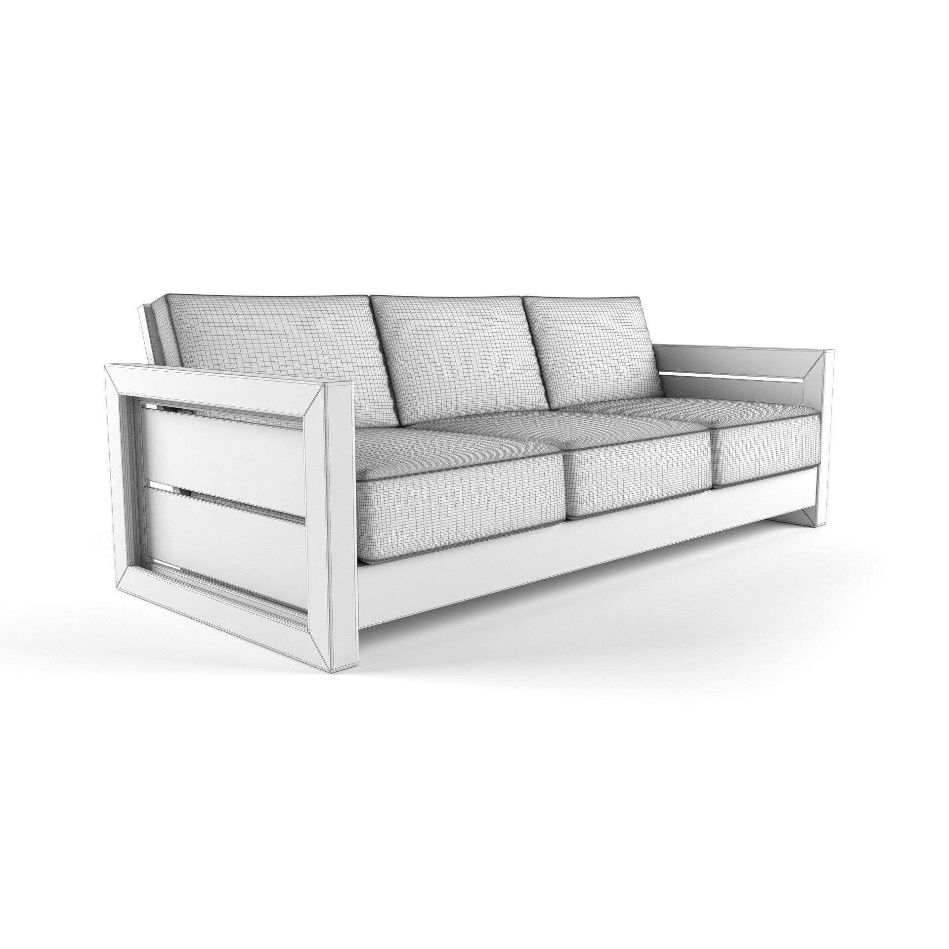 Bali Teak Lounge Sofa 3D model_3