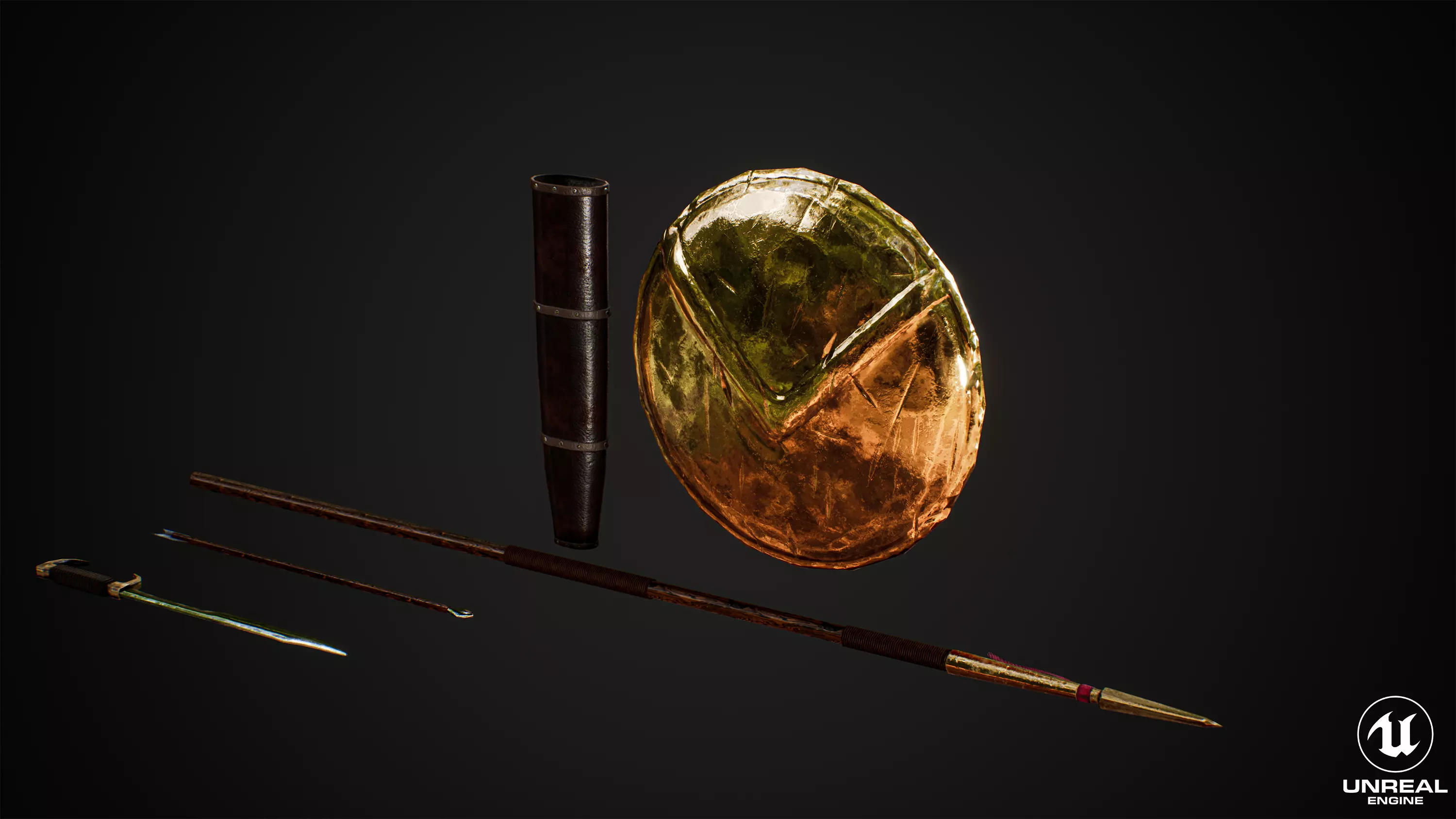 Spartan Weapon Kit Low-poly 3D model_0