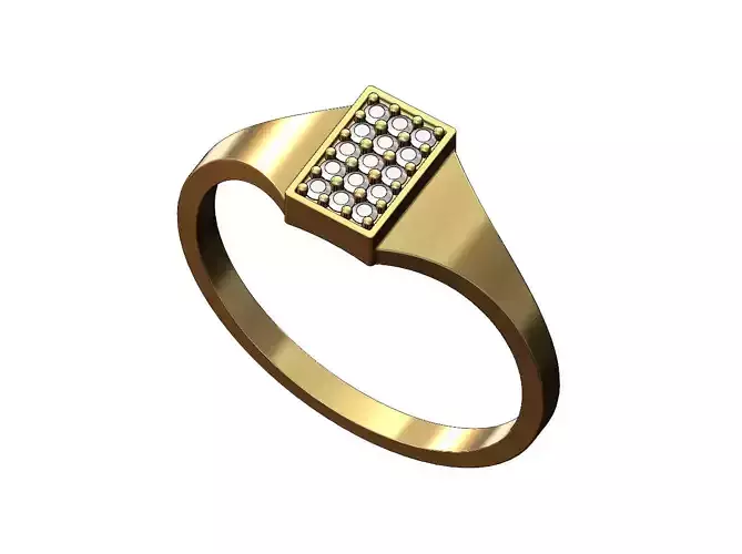 Rectangular diamond signet ring