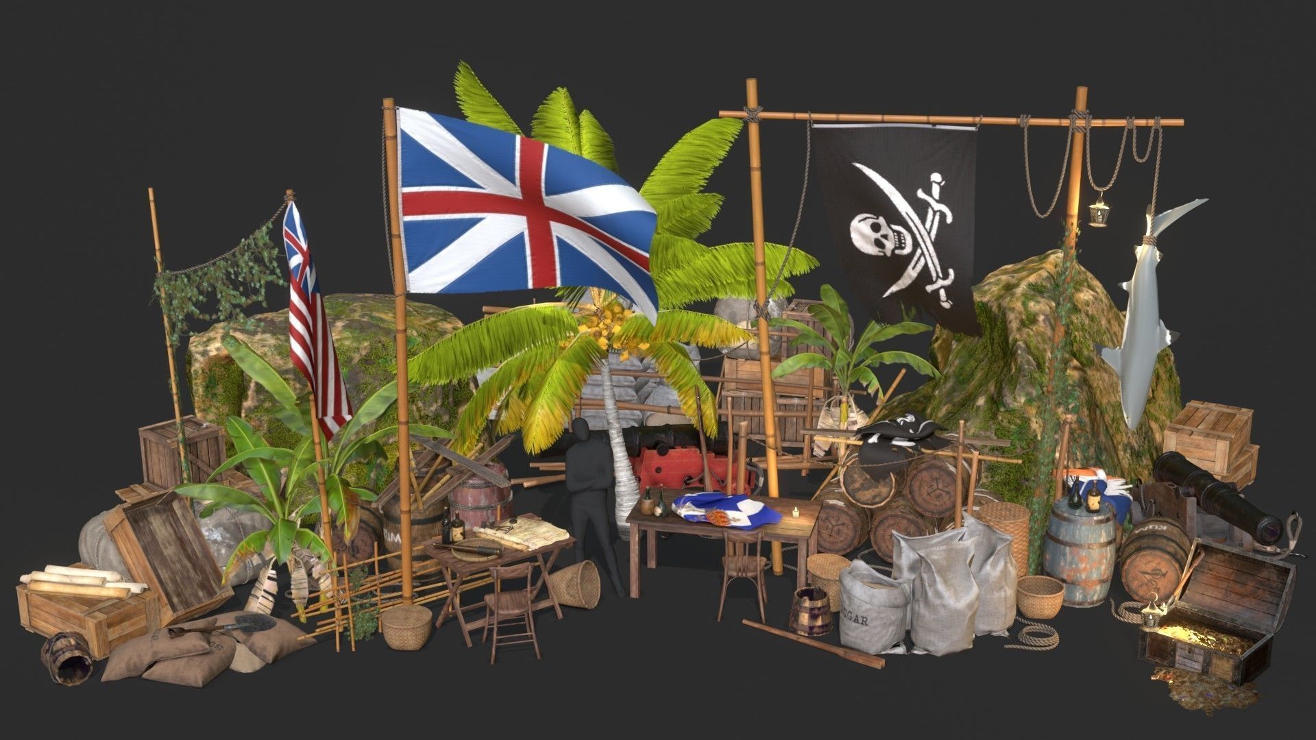 Caribbean Sea 16th Century 3D Model Collection_13