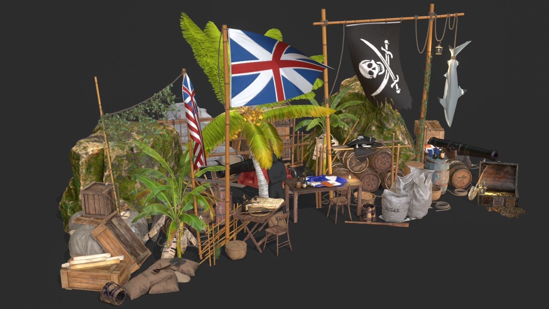 Caribbean Sea 16th Century 3D Model Collection_15