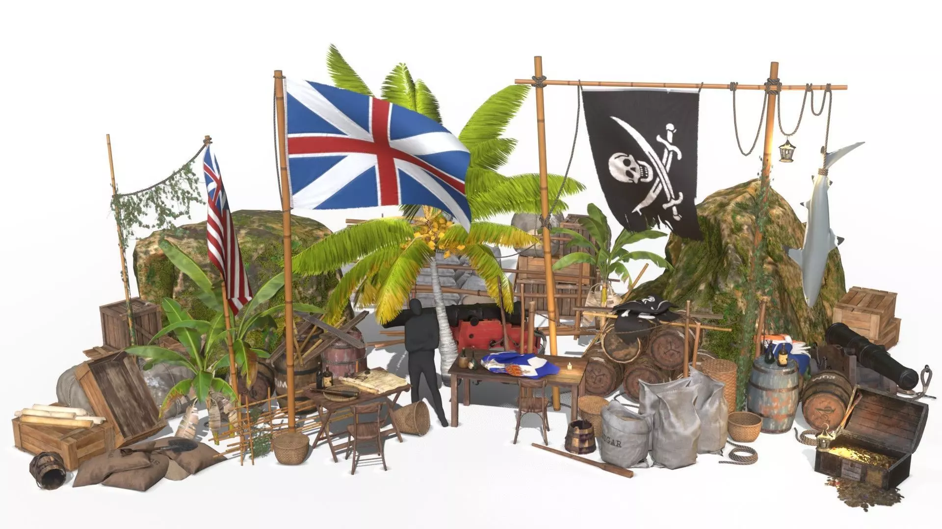 Caribbean Sea 16th Century 3D Model Collection_0