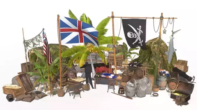 Caribbean Sea 16th Century 3D Model Collection