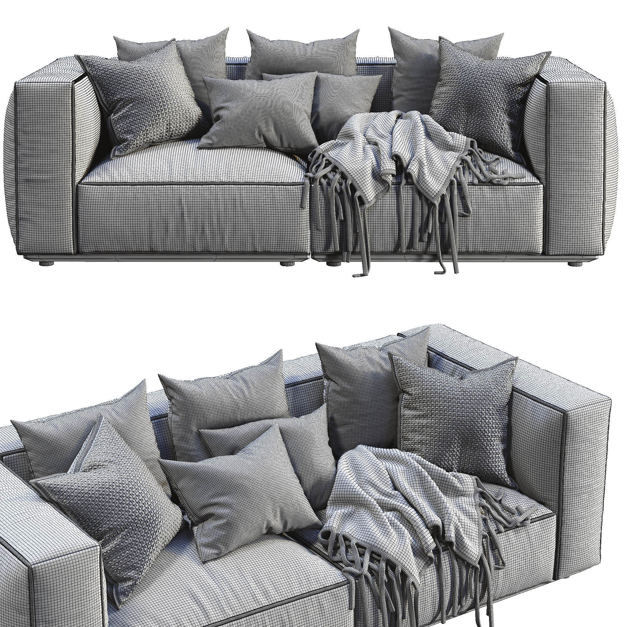 Marechiaro Leather Sofa By Arflex 3D model_4