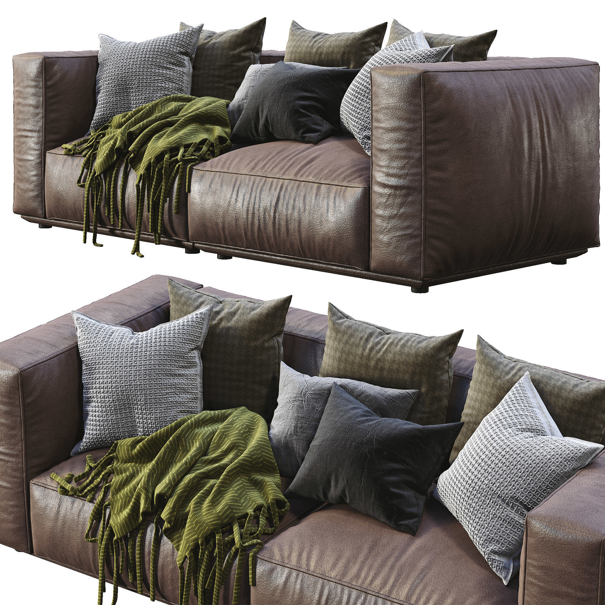 Marechiaro Leather Sofa By Arflex 3D model_3