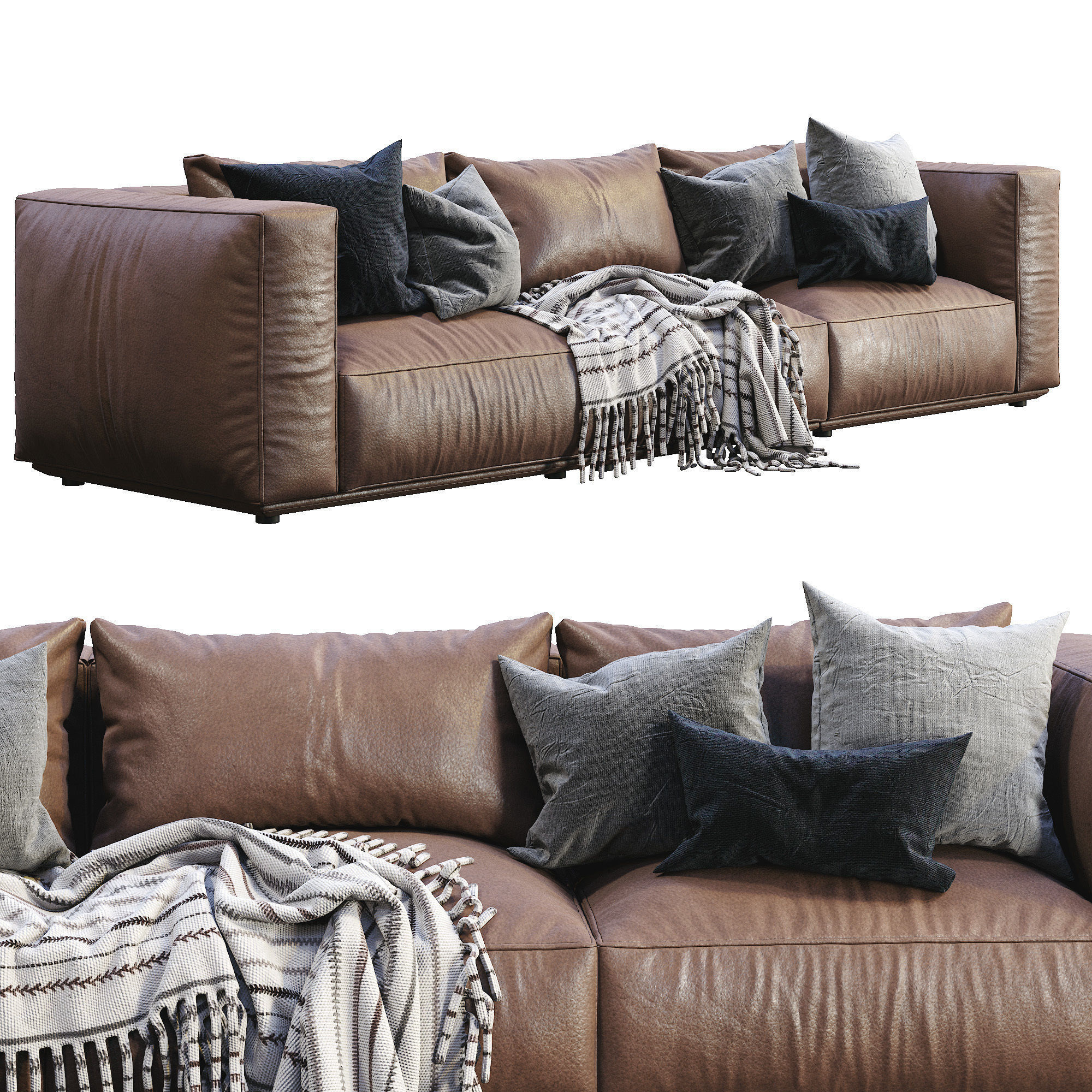 Marechiaro Leather Sofa By Arflex 3D model_2