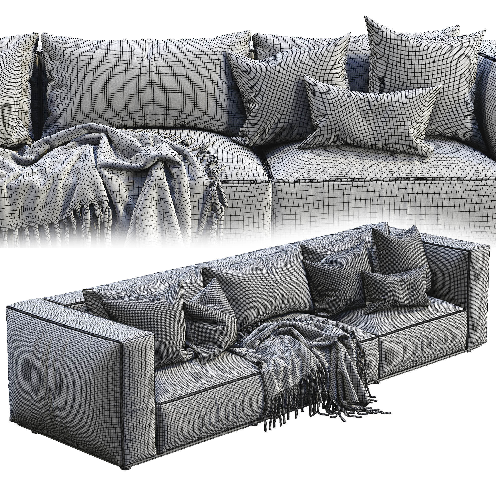 Marechiaro Leather Sofa By Arflex 3D model_4
