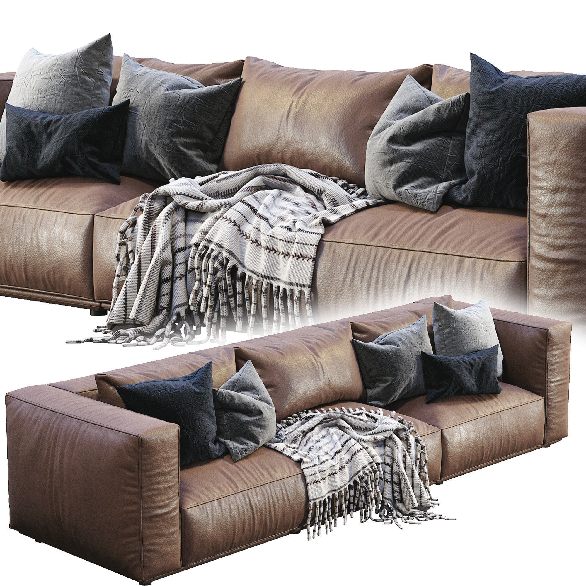 Marechiaro Leather Sofa By Arflex 3D model_3