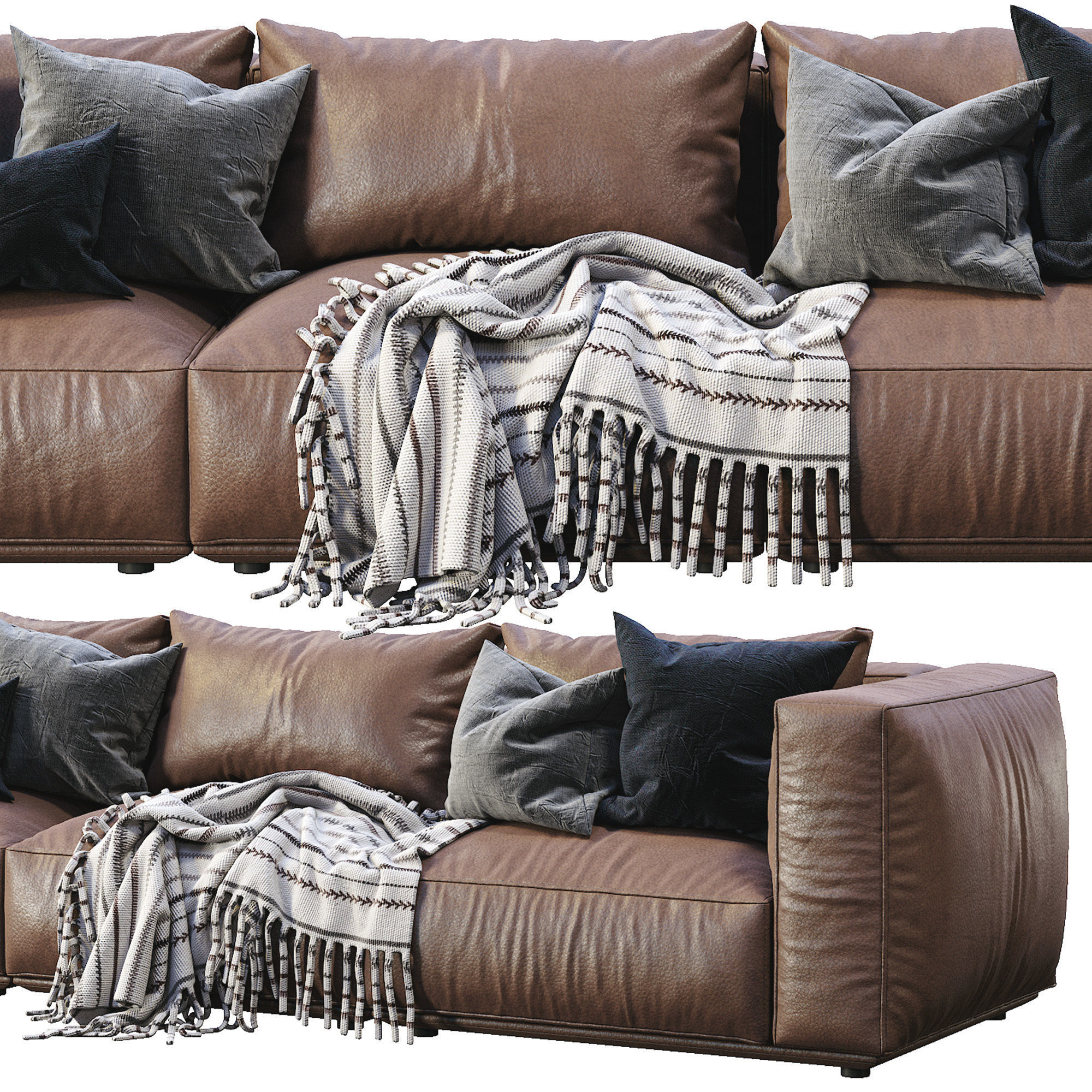 Marechiaro Leather Sofa By Arflex 3D model_1