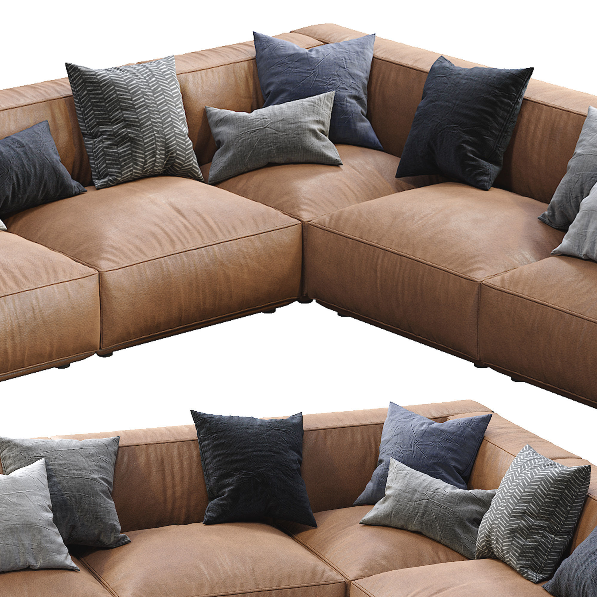 Marechiaro Leather Sofa By Arflex composition 1 3D model_1